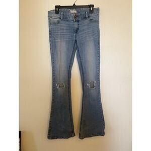 Free People Wide Leg Flare Jeans Bell Bottom Button Zip Stretch Denim 61855